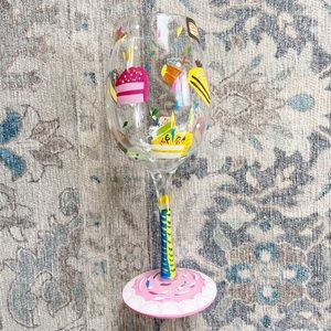 Lolita Birthday Hand Painted Wine Glads new without box